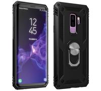 Cover Galaxy S9 Plus Bi-materia Rigida Morbida Anello Magnetico Stand Nero