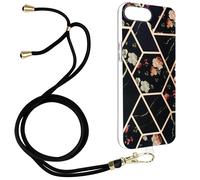 Cover Gel di Silicone iPhone 7 Plus e 8 Plus Motivo Geometrico, Cordoncino Nero