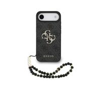 Cover Guess Polipelle Nera con Logo 4G Classico e Cinturino Perle per iPhone Air