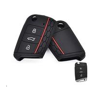 Cover Guscio Chiave Compatibile Con Volkswagen Golf Polo Tiguan T ROC T CROSS Passat Compatibile Con Seat Gomma 3 Tasti Portachiavi Custodia Morbido Protezione Telecomando Auto (nero)