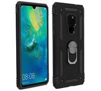 Cover Huawei Mate 20 Bi-materia Rigida Morbida Anello Magnetico Stand Nera