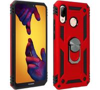 Cover Huawei P20 Lite Bi-materia Rigida Morbida Anello Magnetico Stand Rosso