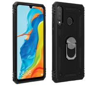 Cover Huawei P30 Lite Bi-materia Rigida Morbida Anello Magnetico Stand Nero