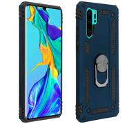 Cover Huawei P30 Pro Bi-materia Rigida Morbida Anello Magnetico Stand Blu