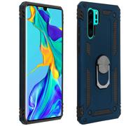 Cover Huawei P30 Pro Bi-materia Rigida Morbida Anello Magnetico Stand Blu