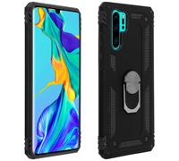 Cover Huawei P30 Pro Bi-materia Rigida Morbida Anello Magnetico Stand Nera