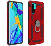 Cover Huawei P30 Pro Bi-materia Rigida Morbida Anello Magnetico Stand Rosso