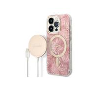 Cover in bundle per iPhone 14 Pro Motif Jungle e Caricabatteria wireless Qi MagSafe 15W - Nouvo