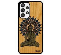 Cover in legno per Galaxy A33 in silicone Buddha Zen Nepal SM-A336B Stencil Mandala Blu Donna Nero Telefono economico personalizzato per Samsung