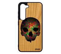 Cover in legno per Galaxy S23 in silicone con teschio di morte per telefono Crane Techno in gomma 4G, frassino con motivo Street Art di protezione, colore: Viola