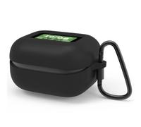 Cover in silicone Geekria compatibile con JBL Live Buds 4, custodia protettiva per auricolari con moschettone in alluminio con blocco, porta di ricarica accessibile, LED frontale visibile (Nero)