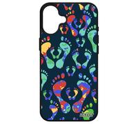 Cover in silicone per Apple iPhone 16+ Plus Trace de Pas Bumper Orange Jolie Design Original Aluminium Case Antiurto Colore 4G Spiaggia