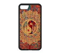 Cover in silicone per Apple iPhone SE 2022 in legno Yin e Yang Mandala China Ying Custodia personalizzata per pittura bene e male Rosone Made in France