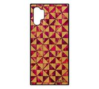 Cover in silicone per Samsung Note 10+ Plus in legno, design a piastrella, texture per telefono, artigianato, disegno, geometria, nero mobile per Galaxy