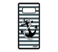 Cover in silicone per Samsung Note 8 con ancora originale a strisce, catena da barca nera per Samsung Galaxy Note 8