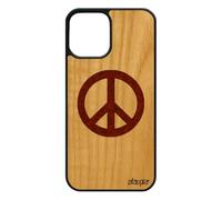 Cover in vero legno in silicone per Apple 12 Pro/iPhone 12 Peace and Love Original Reggae Hippie Nero Tatuaggio Pace e Amore Disegno Motivo