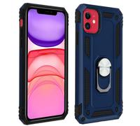 Cover iPhone 11 Bi-materia Anello Magnetico Stand Blu