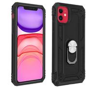 Cover iPhone 11 Bi-materia Anello Magnetico Stand Nero