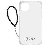 Cover iPhone 12 e 12 Pro trasparente con gioiello con perline nere Guess