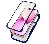 Cover iPhone 13 Mini Retro plexiglass Fronte Polimero Rinforzata Bordo Blu
