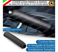COVER LEVA FRENO A MANO IN SIMILPELLE NERA E CUCITURE NERE PER FIAT DOBLO