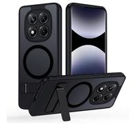 Cover Magnetica Cavalletto per Xiaomi Redmi Note 14 Pro 5G/Poco X7 5G Comaptibile con Magsafe, Custodia Traslucido Opaco Schienale con Supporto Invisibile Antiurto Protezione Militare, Glassato Nero