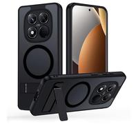 Cover Magnetica Cavalletto per Xiaomi Redmi Note 15 Pro Plus/Pro+ 5G Comaptibile con Magsafe, Custodia Traslucido Opaco Schienale con Supporto Invisibile Antiurto Protezione Militare, Glassato Nero