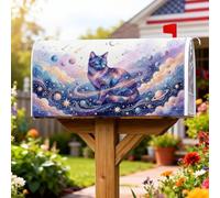Cover magnetica per cassetta postale con illustrazione di gatto Cosmic | Tema dello spazio cosmico, copertura per cassetta postale, arte galassia celeste, ritratto artistico di animali