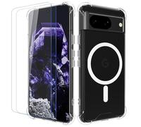 Cover Magnetica Per Google Pixel 8, Custodia Trasparente Compatibile con la Ricarica Wireless, Case Con Proteggi Schermo