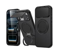 Cover Magnetica per iPhone 17 Promax/18 Promax, Compatibile con MagSafe, Custodia Antiurto con Supporto 360° e Copri Fotocamera Ribaltabile, Protezione Fotocamera e Schermo, Cover Protettiva Nera