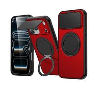 Cover Magnetica per iPhone 17 Promax/18 Promax, Compatibile con MagSafe, Custodia Antiurto con Supporto 360° e Copri Fotocamera Ribaltabile, Protezione Fotocamera e Schermo, Cover Protettiva Rosso