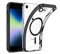 Cover Magnetica per iPhone 8/SE 2020/2022, Custodia Comaptibile con Magsafe Trasparente Antiurto Protezione Copertura della fotocamera Non ingiallente Sottile Silicone Telefono Clear Case, Nero