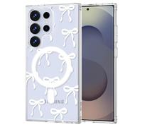 Cover Magnetica per Samsung Galaxy S25 Ultra Compatibile con MagSafe, Custodia Trasparente Sottile Antiurto con Motivo a Fiocco Silicone TPU Morbido Protezione per Ragazze Donna Case, Bianco