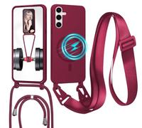Cover Magnetica Silicone per Samsung Galaxy S26 Plus con Cordino,Rosso | custodia Compatibile con MagSafe,Custodia con Laccio Collana Tracolla Collo Sottile TPU Antiurto Protettiva Case con Corda