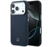 CG MOBILE Mercedes-Benz - Custodia in pelle testurizzata per iPhone 17 Pro Max, compatibile con MagSafe, blu marino