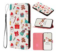 Cover Natale Rosso per Redmi 9 Activ Custodia Disegno Tema Natalizio Pollici Materiale In Pelle PU Cover Portafoglio Custodia Chiusura Magnetica, Kickstand, Slot per Schede,Regalo di Natale