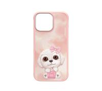 Cover Nimmy Friends Big-eye 3D Ricamata Rosa per iPhone 16 Pro