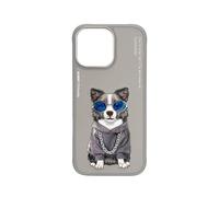 Cover Nimmy Friends Border Collie Grigia Ricamata 3D per iPhone 16 Pro
