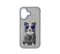 Cover Nimmy Friends Border Collie Ricamata 3D Grigia per iPhone 16