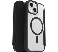 Cover OtterBox React Series Folio per iPhone 16e, 15, 14, 13, resistente a shock e cadute, slot carte di credito, testata a norme MIL STD 810G, Trasparente, Nero
