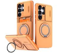 Cover Outdoor per iPhone 12/iPhone 12 Pro Magnetica Rigida con Supporto 360° [con protezione fotocamera scorrevole], Militare Antiurto Custodia Resistente Protettiva Sottile Case，arancione