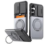 Cover Outdoor per iPhone 14 Magnetica Rigida con Supporto 360° [con protezione fotocamera scorrevole], Militare Antiurto Custodia Resistente Protettiva Sottile Case，Grigio