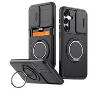 Cover Outdoor per iPhone 15 Pro Max Magnetica Rigida con Supporto 360° [con protezione fotocamera scorrevole], Militare Antiurto Custodia Resistente Protettiva Sottile Case，Nero