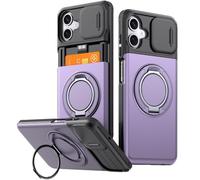 Cover Outdoor per iPhone 17 Pro Max Magnetica Rigida con Supporto 360° [con protezione fotocamera scorrevole], Militare Antiurto Custodia Resistente Protettiva Sottile Case，viola