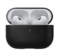 NOMAD Custodia moderna in pelle per Airpods Pro, robusta custodia protettiva in policarbonato e vera pelle, bumper in gomma TPE | Airpods Pro 2 | nero