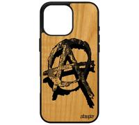 Cover per Apple iPhone 16 Pro Max Legno Silicone Anarchia Nero Gotico Rock Revolution Anarchy Punk Street Art Disegno