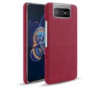 Cover per ASUS Zenfone 8 Flip,Canvas Pattern design,Custodia Protettiva Sottile con Presa Morbida,Tessuto Antishock e Design Antigraffio-Red