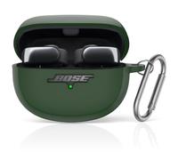 Cover per Bose Ultra Open Earbuds, MOWYEOK Portatile antigraffio e cover in silicone antiurto LED frontale visibile, per Bose Ultra Open Earbuds custodia accessori con moschettone - verde