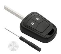 Cover per chiave auto a 2 pulsanti, compatibile con Astra J Insignia A Meriva Zafira C Mokka X Orlando Aveo, cover di ricambio telecomando in plastica nera con lama metallica, batteria CR2032 e