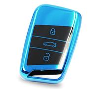Cover per chiave auto a 3 pulsanti in TPU cromato lucido per chiave auto VD (blu cromato)